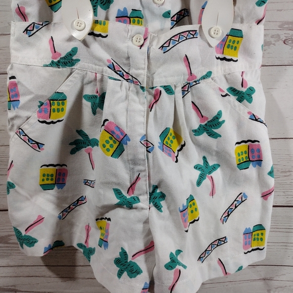 80s Overall Suspender Shorts outfit tropical - Picture 4 of 16
